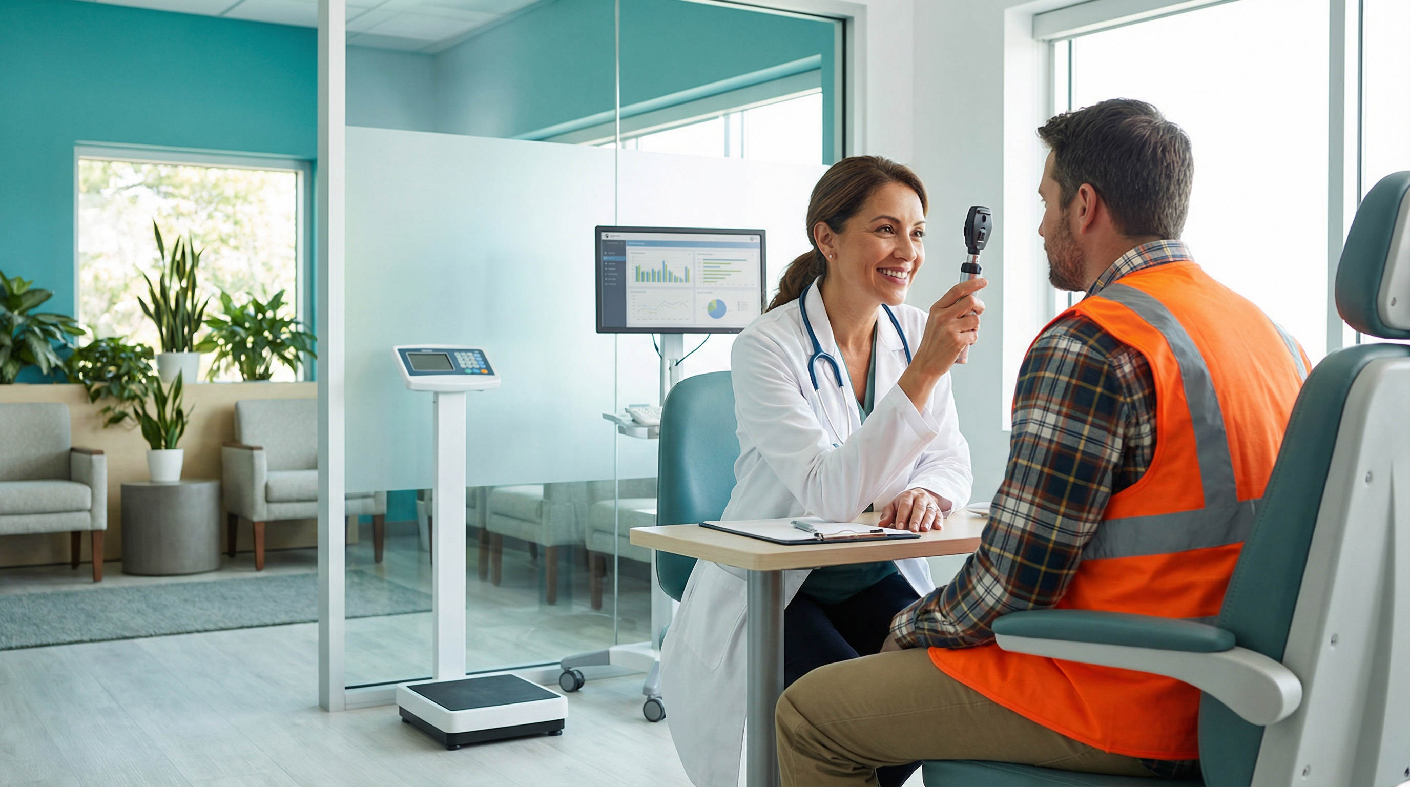 Médica do trabalho realizando exame ocupacional - Medicina do Trabalho Goiânia